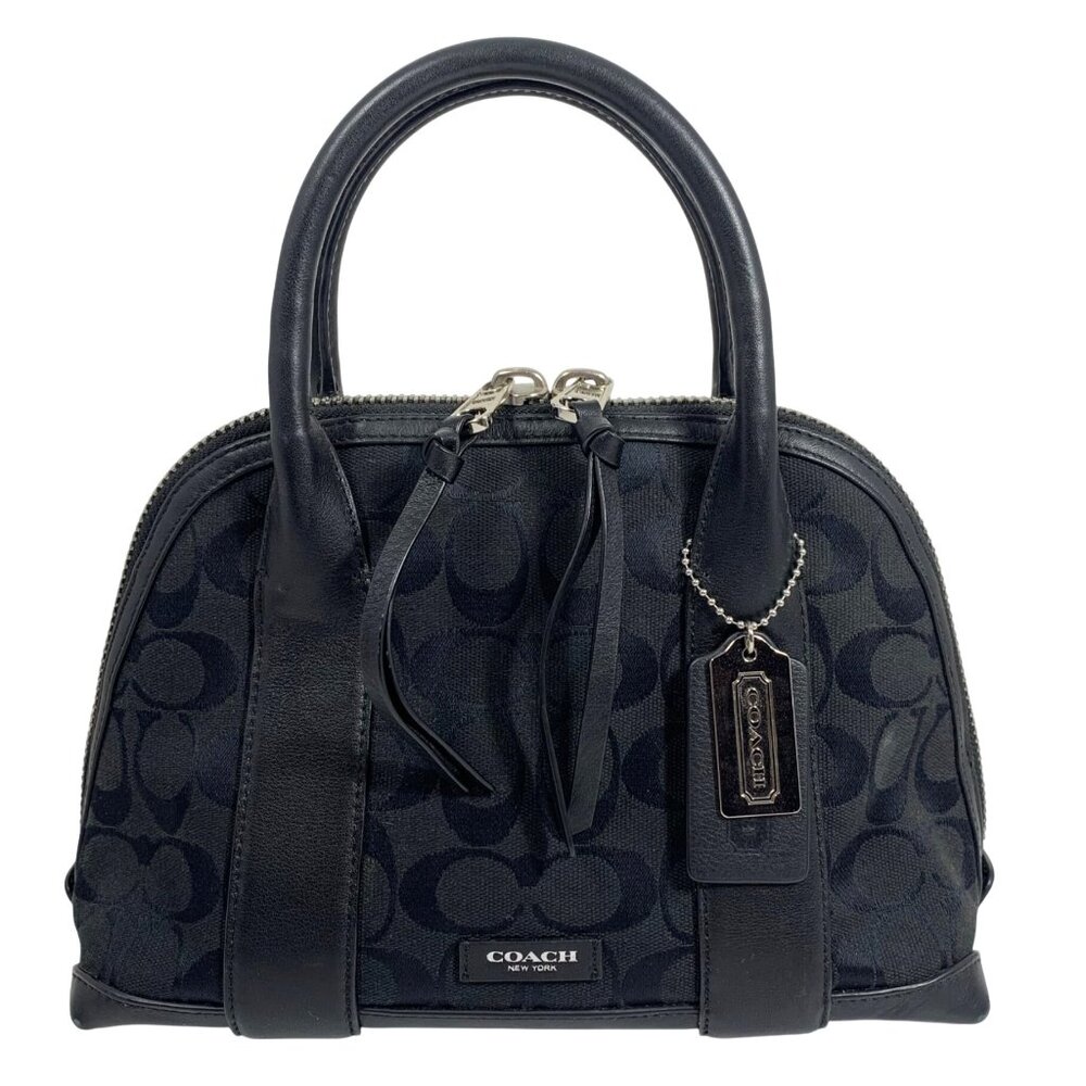 COACH 30268 Bleeker Black Signature Logo Mini Preston Satchel Shoulder Handbag